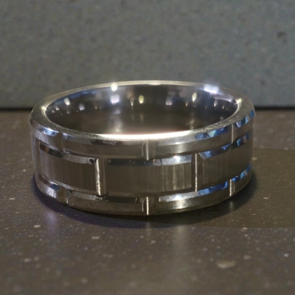 Tungsten Carbide Men's 8mm Silver Ring